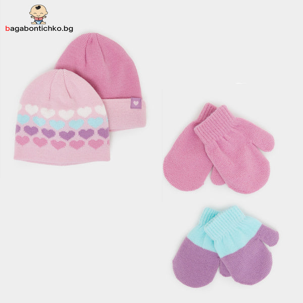 Комплект шапки и ръкавици за момиче