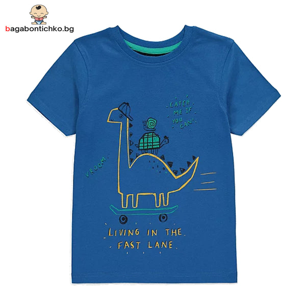 Синя тениска с динозавър