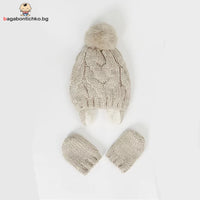 Бебешка зимна шапка с ръкавици, унисекс