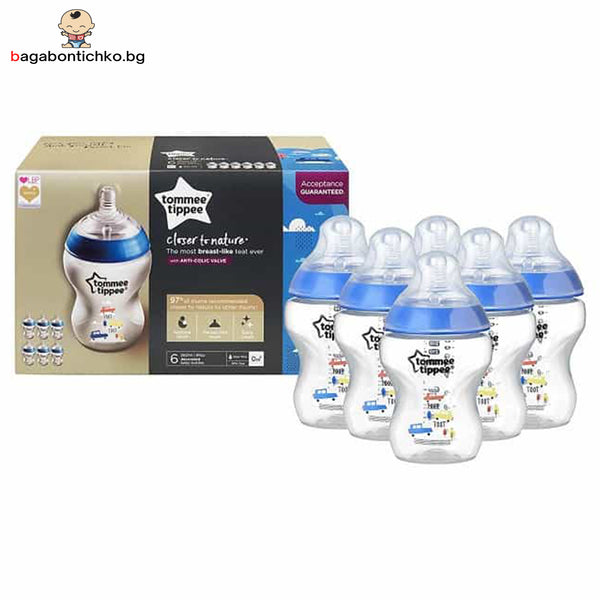 Комплект шишета с картики Tommee Tippee 6 броя 260 мл.